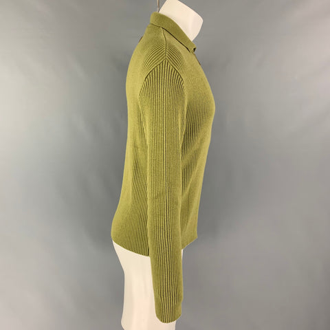 D&G by DOLCE & GABBANA Size M Green Ribbed Knit Zip Up Cardigan