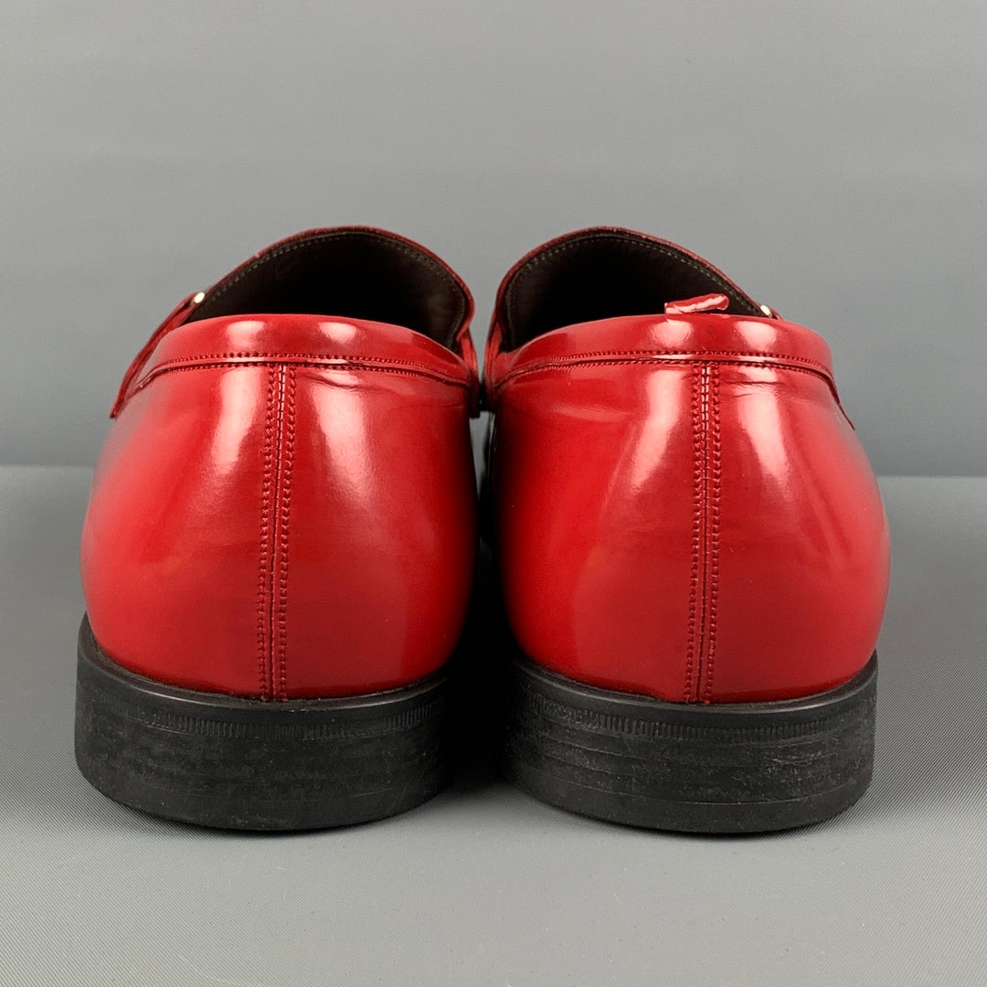 BALLY Size 10 Red Leather Slip On Loafers