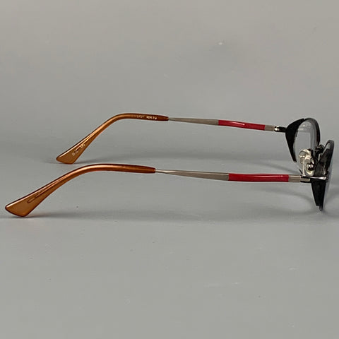 Vintage MATSUDA Black Red Silver Metal Prescription Eyewear