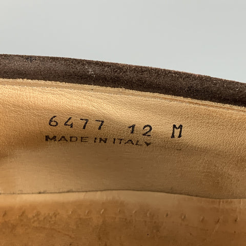 MERCANTI FIORENTINI Size 12 Brown Perforated Suede Wingtip Loafers