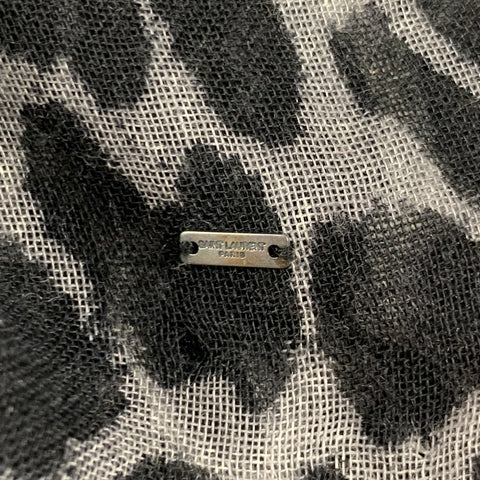 YVES SAINT LAURENT Black White Animal Print Scarf