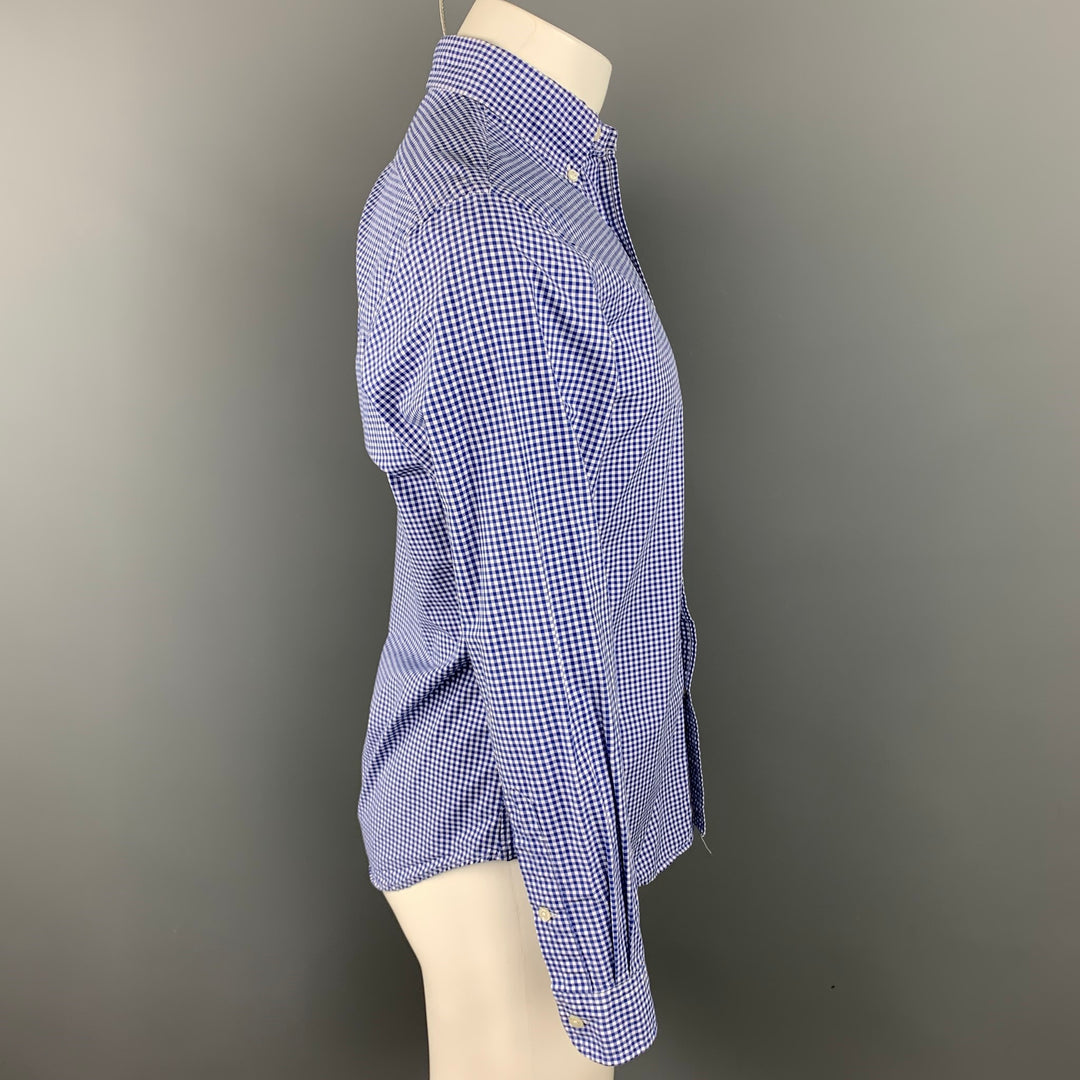 RALPH LAUREN Size S Blue & White Checkered Cotton Button Down Long Sleeve Shirt