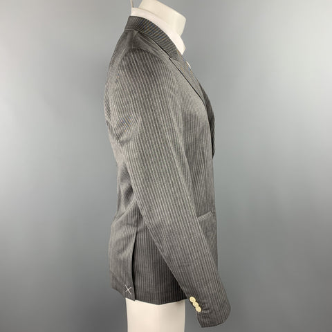 MARC JACOBS Taille 40 Manteau de sport à revers en laine à rayures grises