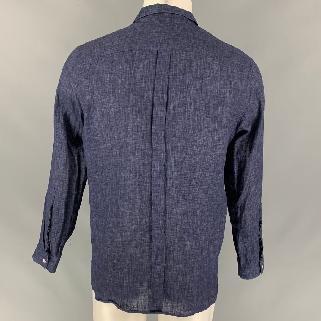 BURBERRY PRORSUM Spring 2014 Size L Navy Blue Linen Shirt
