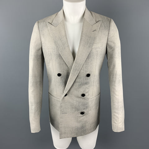 MAISON MARGIELA Sartorial Size 38 Gray Marbled Wool Peak Lapel Double Breasted Sport Coat