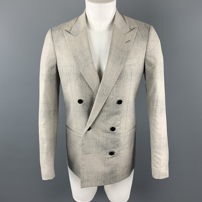 MAISON MARGIELA Sartorial Size 38 Gray Marbled Wool Peak Lapel Double Breasted Sport Coat