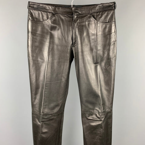 VERSUS by GIANNI VERSACE Size 34 Black Leather Zip Fly Casual Pants