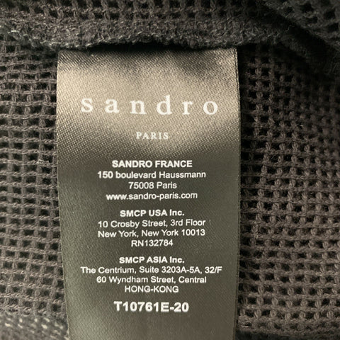 SANDRO Size S Black Mesh Cotton Crew-Neck Casual Top