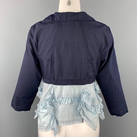 COMME des GARCONS Size XS Navy Cotton Blend Ruffled Dress Top