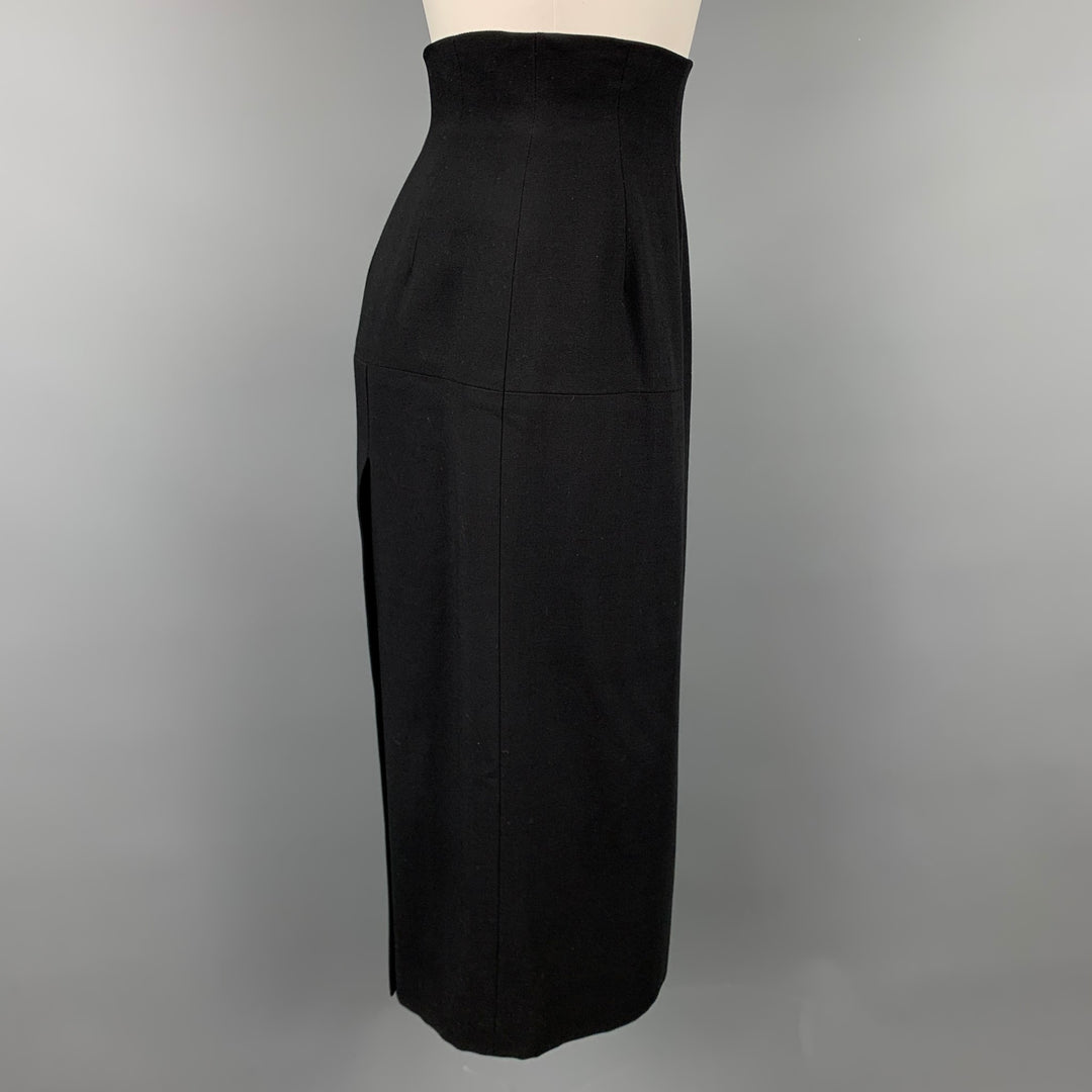 Vintage CELINE Size 6 Black Wool Pencil Skirt