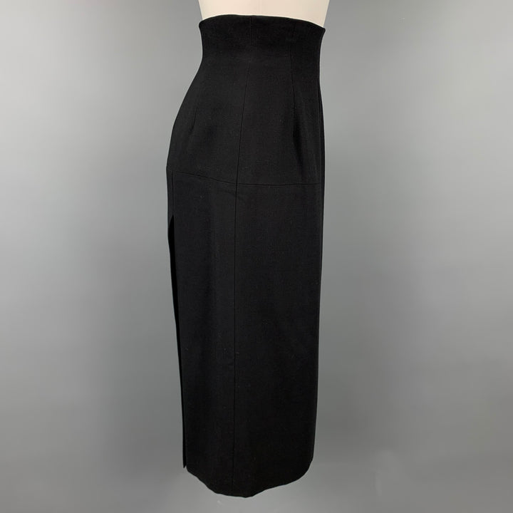 Vintage CELINE Tamaño 6 Falda lápiz de lana negra