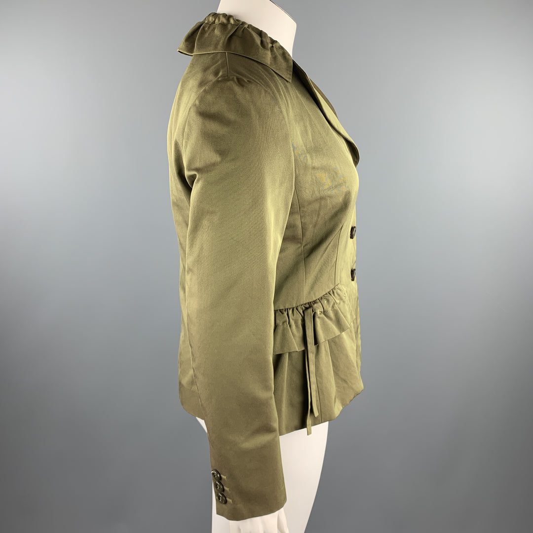 MOSCHINO CHEAP AND CHIC Size 12 Olive Twill Cotton Blend Jacket