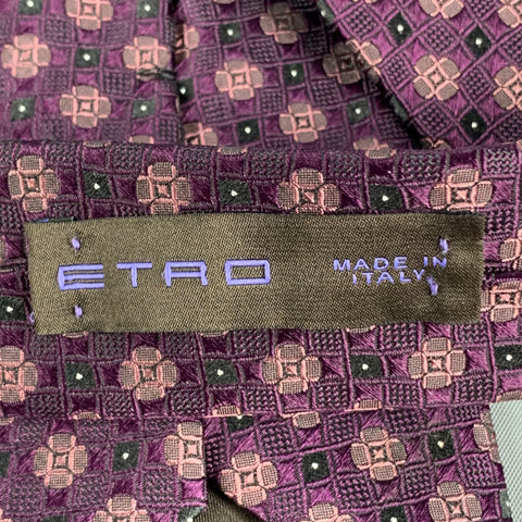 Corbata de seda con lunares beige morado de ETRO