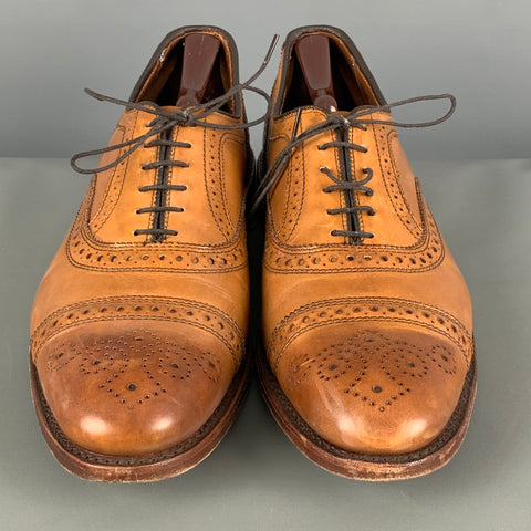 ALLEN EDMONDS Size 10.5 Brown Tan Perforated Leather Cap Toe Lace Up Shoes