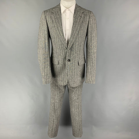 GUCCI Size 38 Grey Stripe Wool Blend Notch Lapel Suit