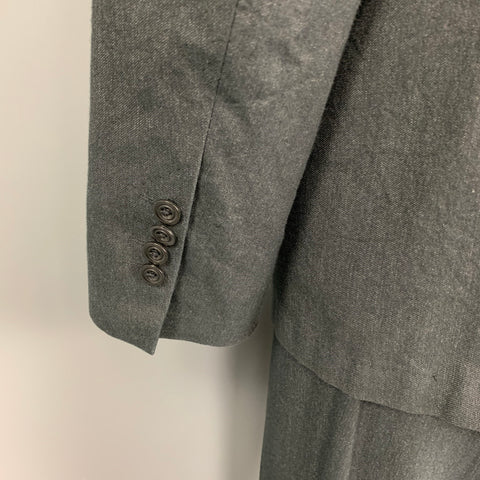 DRIES VAN NOTEN Size 44 Regular Charcoal Cotton / Wool Peak Lapel Suit