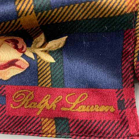 RALPH LAUREN Bufanda floral a cuadros multicolor burdeos