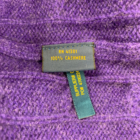 POLO by RALPH LAUREN Size M Purple Cashmere Cable Knit V-Neck Sweater