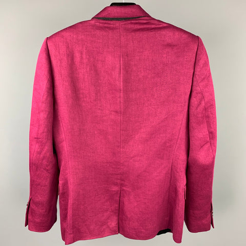 BURBERRY PRORSUM S/S 15 Size 34 Burgundy Linen Notch Lapel Suit