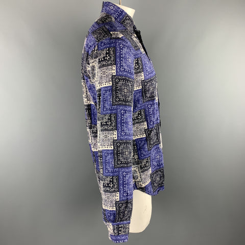 GITMAN VINTAGE Size L Blue & Navy Bandana Cotton Button Down Long Sleeve Shirt