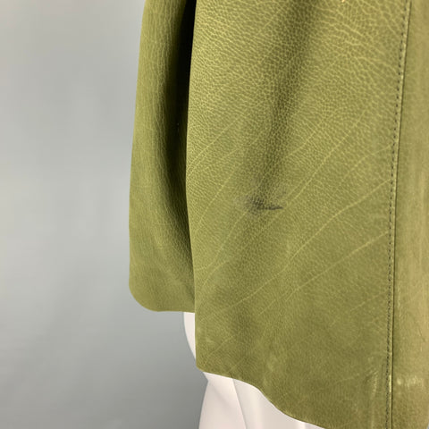 MARNI Size 4 Green Leather Buttoned Jacket