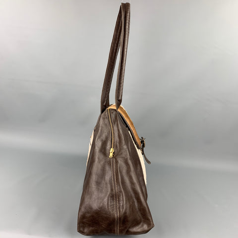 CUSTOM MADE Brown Leather Cowhide Weekender Handbag & Leather Goods
