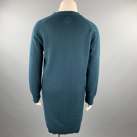 HERMES Talla 10 Cárdigan con botones de cachemira de punto verde oscuro