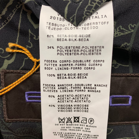 ETRO Size 38 Black & Brown Jacquard Silk Blend Notch Lapel Sport Coat