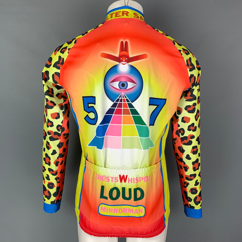 WALTER VAN BEIRENDONCK SS21 Size L Orange Graphic Nylon Jersey Bike Top