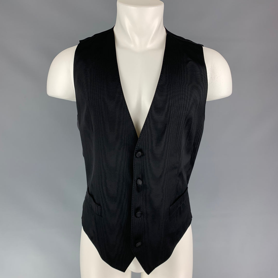 DOLCE & GABBANA Size 40 Black Swirls Polyester Blend Classic Vest