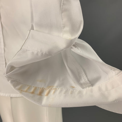 STENSTROMS Size S White Pleated Cotton Tuxedo Long Sleeve Shirt