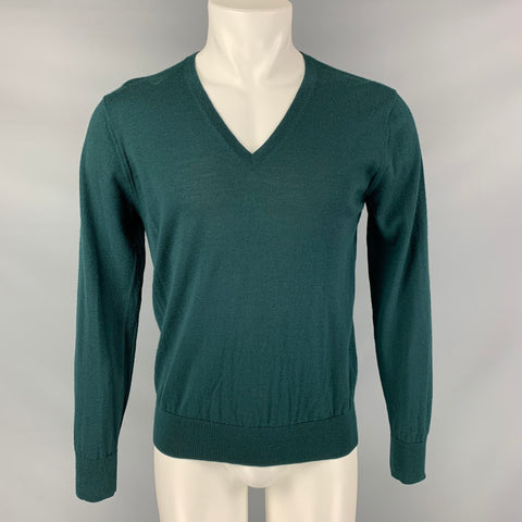 PAUL SMITH Size M Hunter Green Solid Merino Wool Long Sleeve Pullover