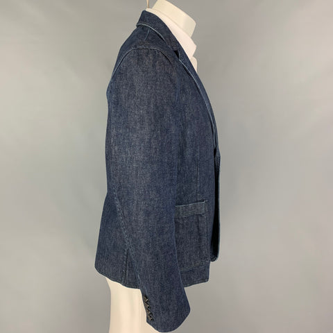 MARC JACOBS Size M Indigo Cotton Notch Lapel Jacket
