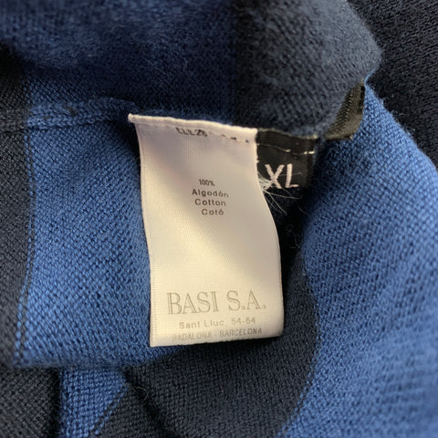 ARMAND BASI Taille XL Cardigan boutonné en coton à rayures marine et bleu