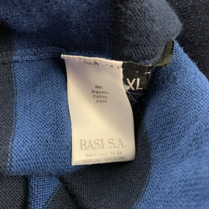 ARMAND BASI Taille XL Cardigan boutonné en coton à rayures marine et bleu