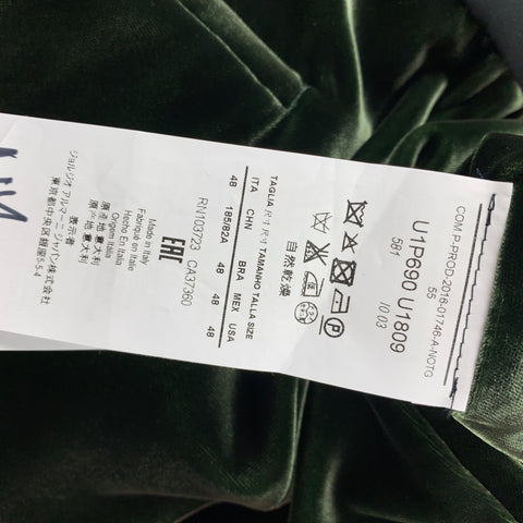 EMPORIO ARMANI Size 32 Dark Green Velvet Viscose Dress Pants