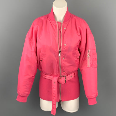 CÉRÉMONIE D’OUVERTURE Taille XS Veste bomber ceinturée en nylon rose