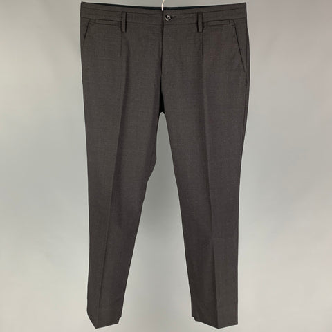 DOLCE & GABBANA Size 32 Charcoal Virgin Wool Flat Front Dress Pants