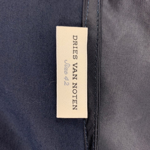 Vintage DRIES VAN NOTEN Size 10 Navy Blue Cotton Blend Knee Length Dress