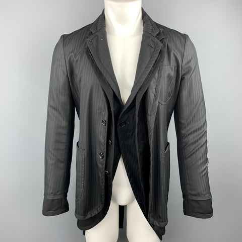 COMME des GARCONS HOMME PLUS Size S Black Mixed Fabrics Wool Blend Coat