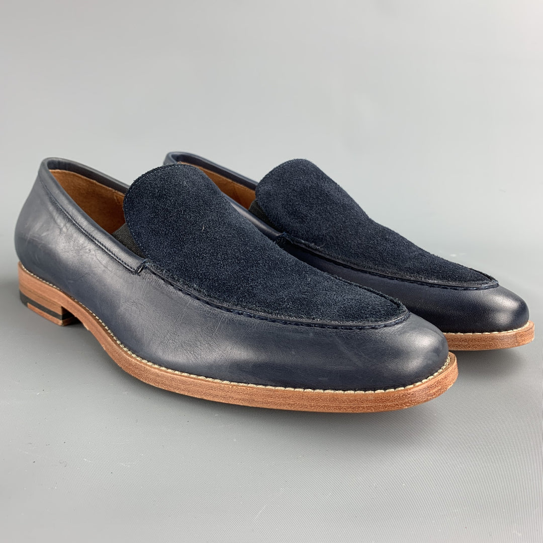 MILLBURN CO. Size 7 Navy Mixed Materials Leather Slip On Loafers