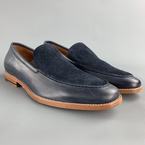 MILLBURN CO. Size 7 Navy Mixed Materials Leather Slip On Loafers