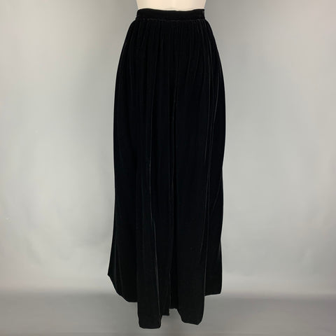 YVES SAINT LAURENT Size 8 Black Rayon Viscose Pleated Skirt