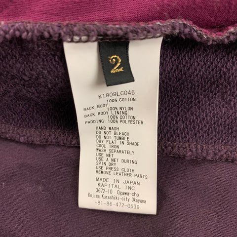 KAPITAL Size M Purple Quilted Cotton Nylon Hooded Sweatshirt