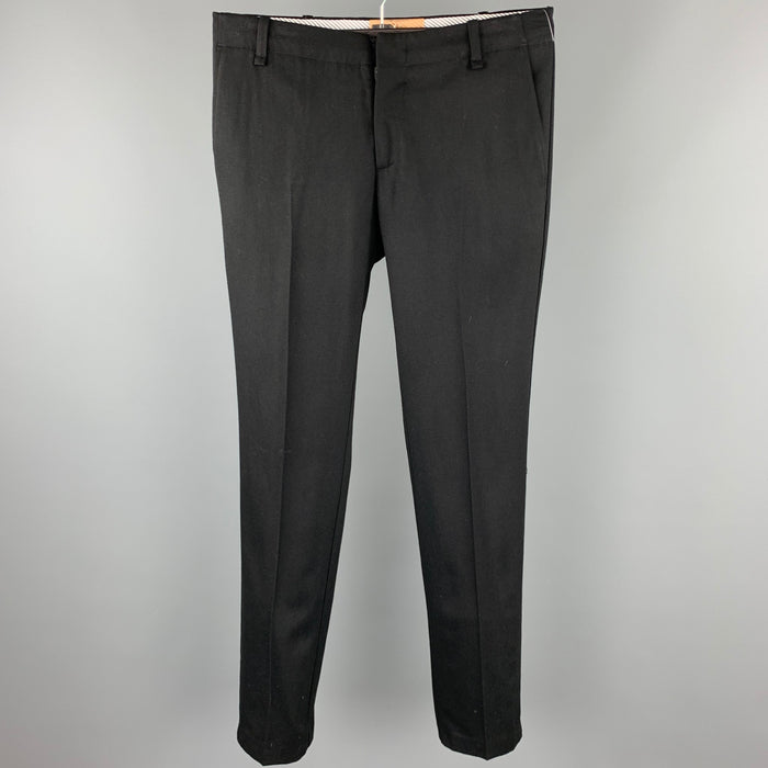 JOHN GALLIANO Size 32 Black Wool Blend Zip Fly Dress Pants