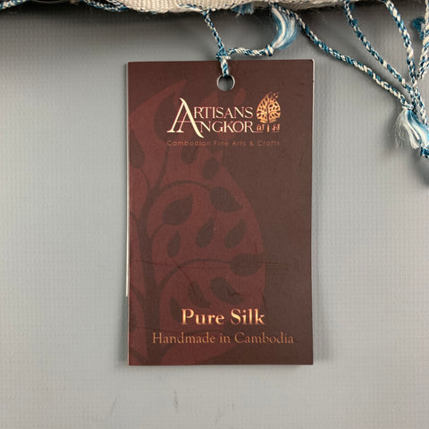 ARTISANS ANGKOR Grey Cream Woven Silk Scarf
