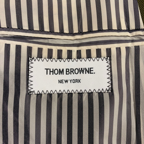 THOM BROWNE Size 38 Short Olive Cotton Notch Lapel Sport Coat