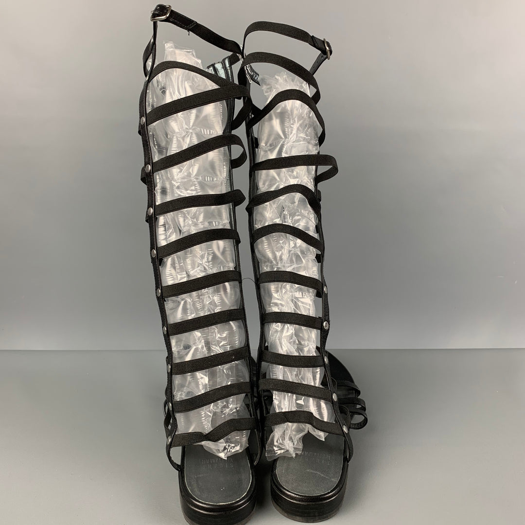 STUART WEITZMAN Size 9 Black Leather Gladiator Sandals