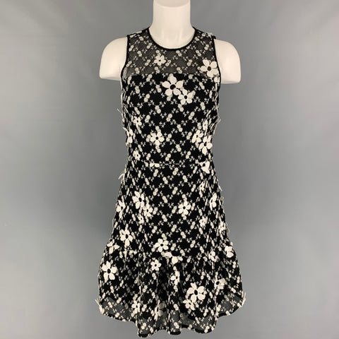 MICHAEL by MICHAEL KORS Vestido sin mangas floral de poliéster blanco negro talla S