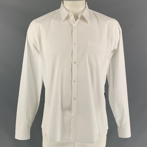 GUCCI ViaGIO Talla XL Camisa de manga larga de popelina blanca con un bolsillo